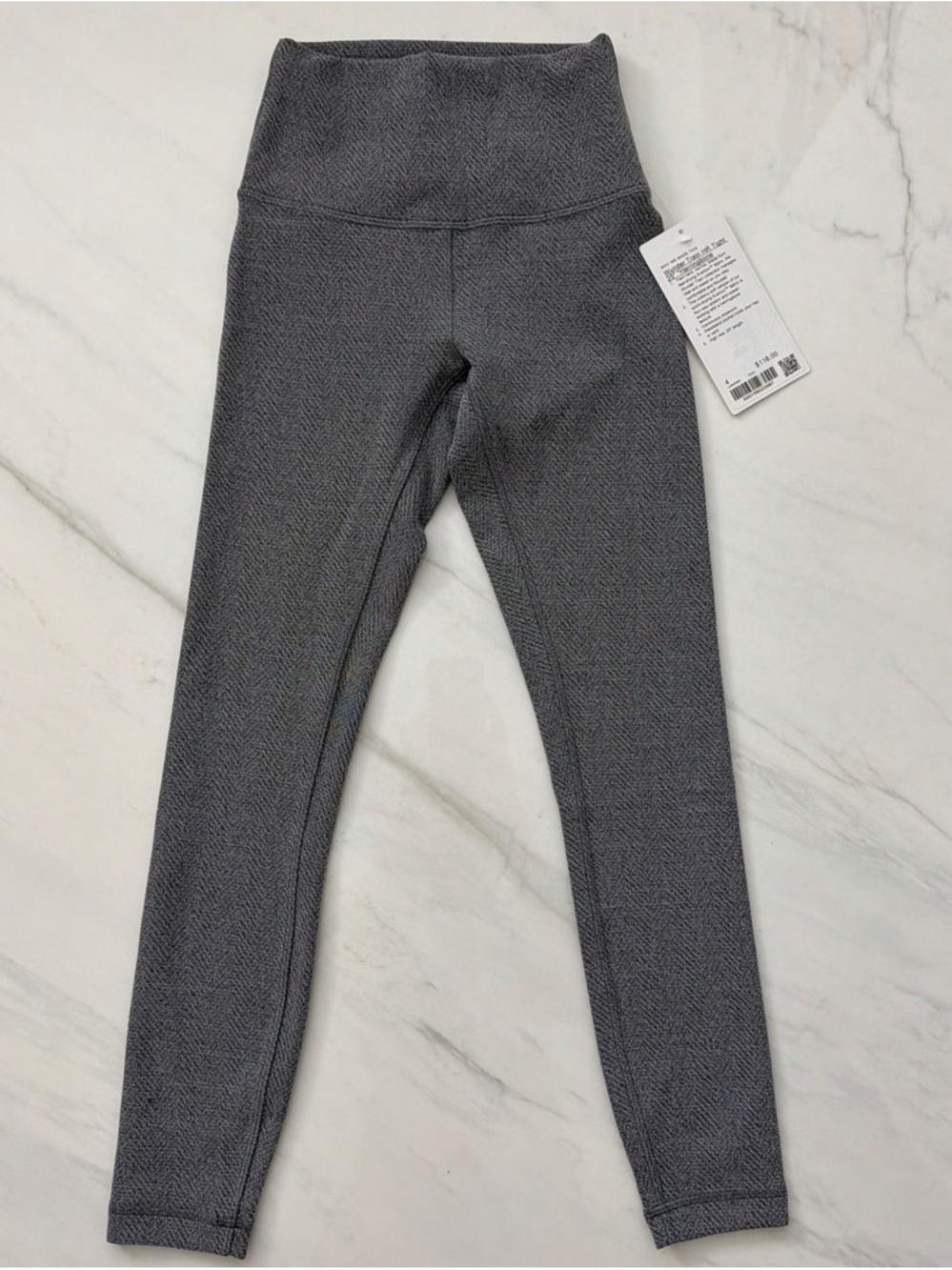 New With Tags Lululemon Wunder Train High Rise Tight 25" Size 4 Herringbone